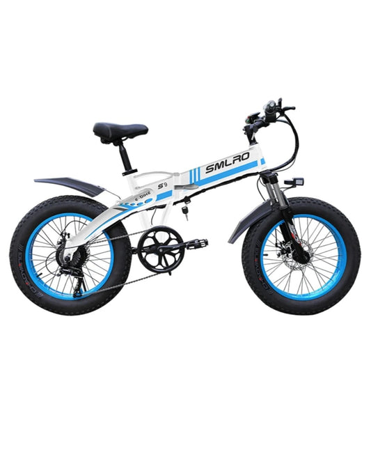 SMLRO S9F Folding Off-Road E-bike - 500w (White/Blue)